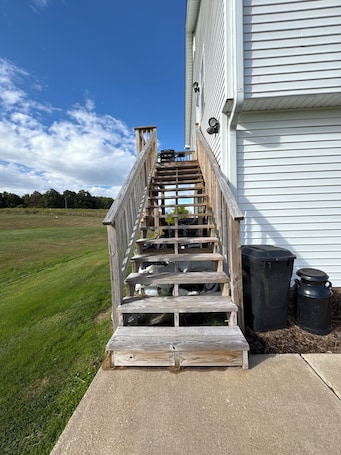 Property grounds. Private 2 bedroom lofted garage getaway.