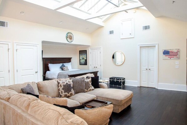 1 bedroom, desk, iron/ironing board, travel crib