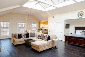 1 bedroom, desk, iron/ironing board, travel cot