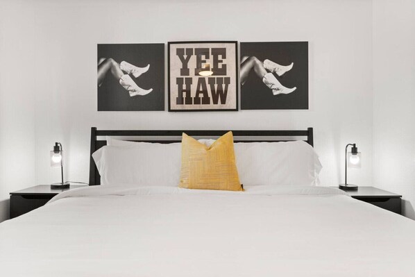 1 bedroom, desk, iron/ironing board, travel cot