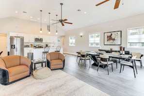 House (6 Bedrooms) | Interior - Dock + Backyard Bar: Spacious Barnegat Bay Retreat (Waretown)