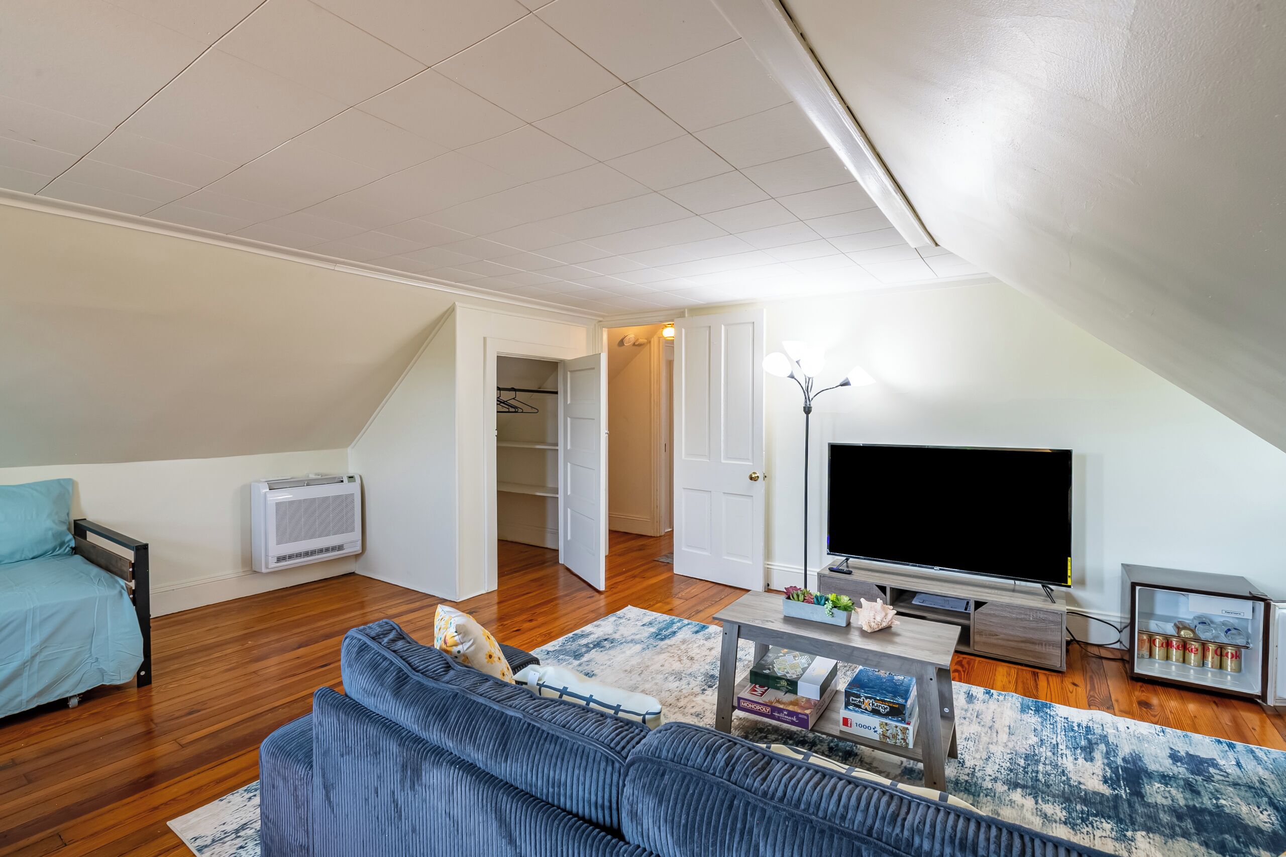 Smart TV, foosball, table tennis, books