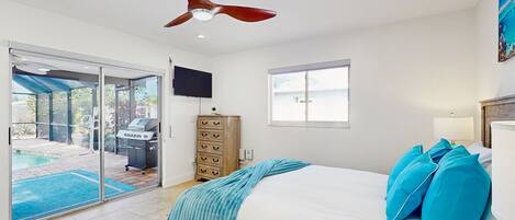 2 bedrooms, iron/ironing board, internet, bed sheets