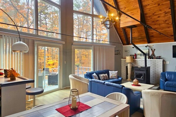 Fernseher, Kamin, Bücher