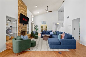 TV, foosball, offices