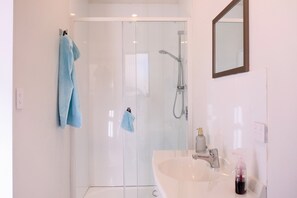 Dusche, Handtücher, Seife, Toilettenpapier