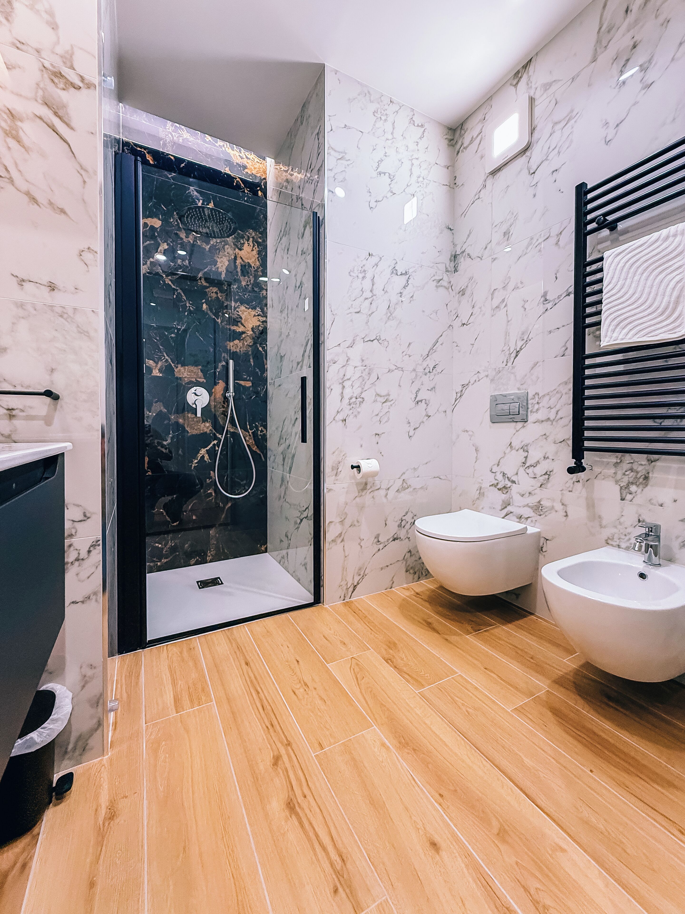 Ducha, secador de pelo, bidet, toallas