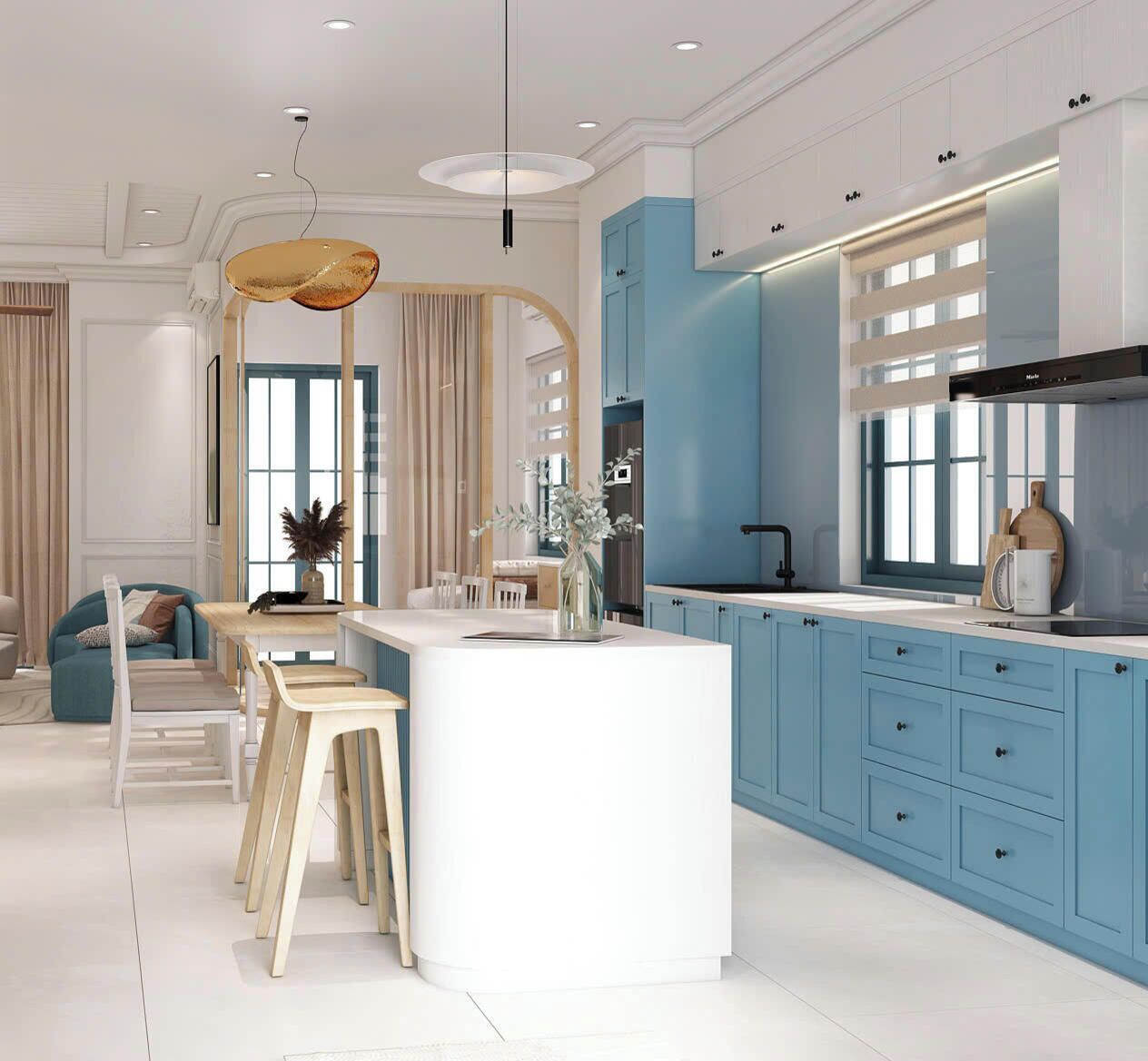 Deluxe-Villa, 4 Schlafzimmer, Balkon, Blick auf den Innenhof | Eigene Küche