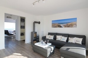 Télévision, cheminée, lecteur de DVD