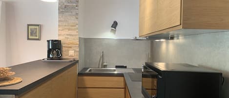 Fridge, microwave, dishwasher