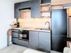 Fridge, microwave, coffee/tea maker