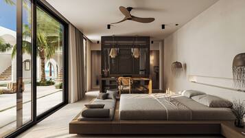 Quarto casal luxo, vista para a piscina | Vista para a água