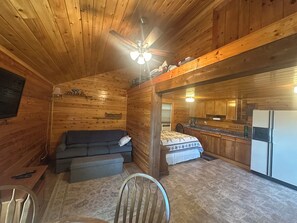 Smart TV, fireplace, video games, DVD player