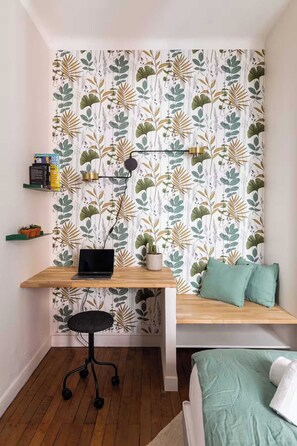 Apartment | Laptop workspace, iron/ironing board