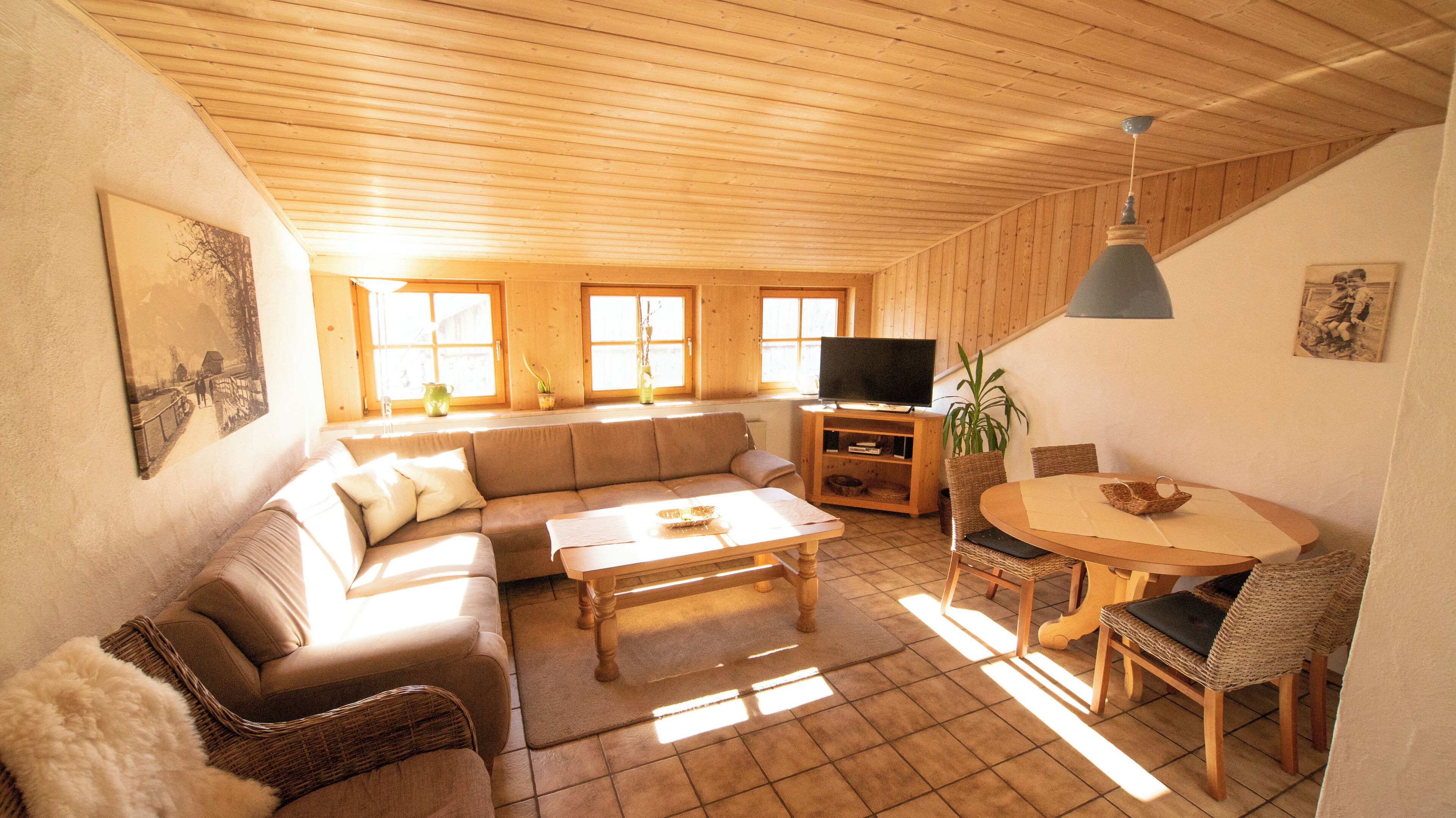 公寓, 2 間臥室, 廚房, 湖景 | 起居區 | 43-吋平面電視、衛星頻道、乒乓球、書籍