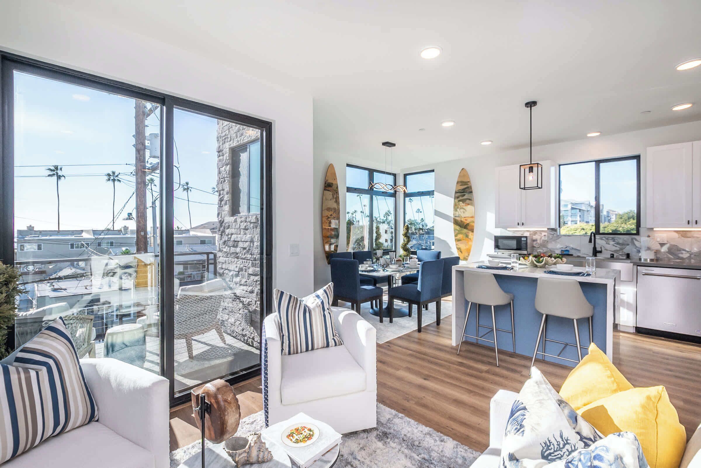 TV, fireplace, books, offices