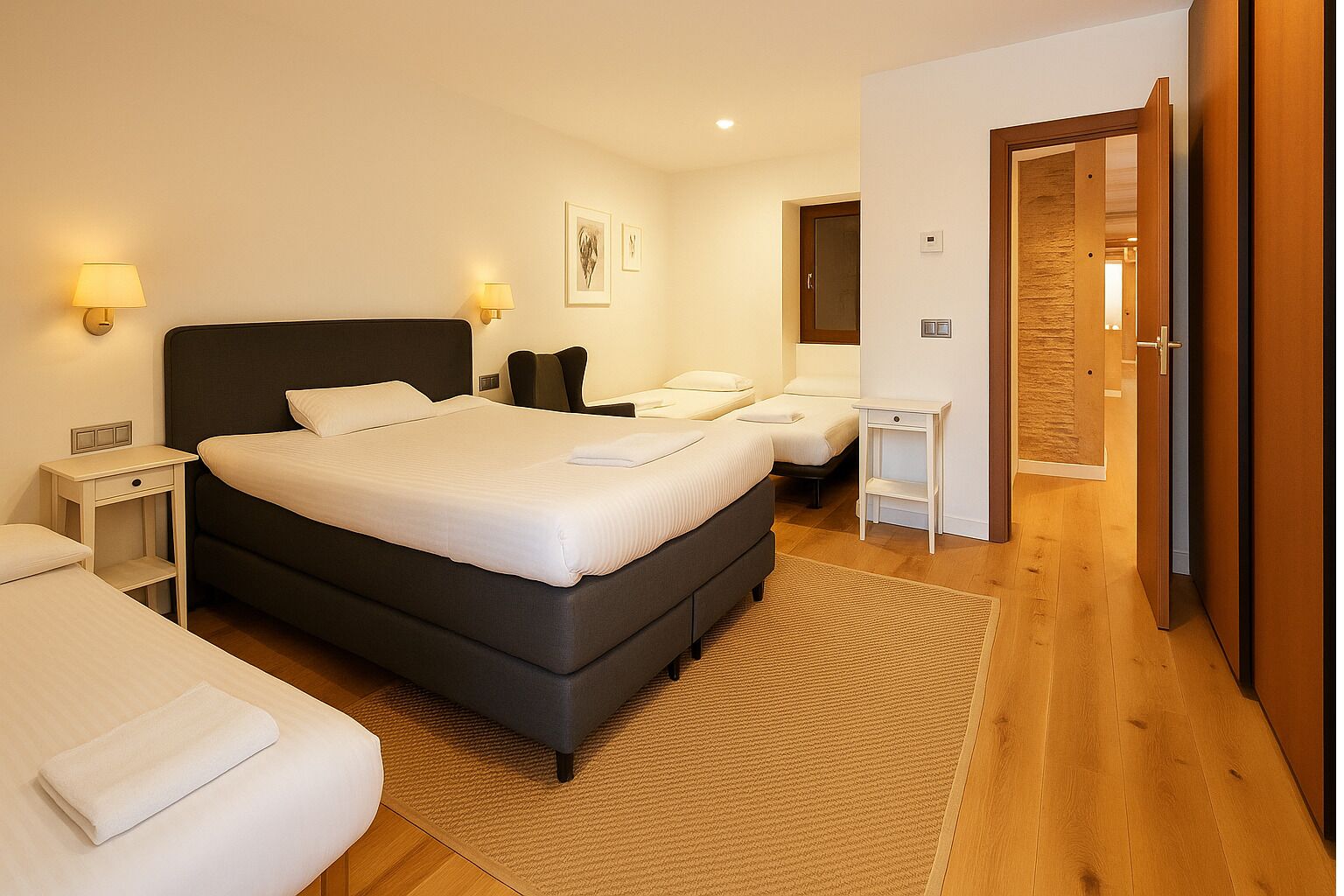 6 slaapkamers, een strijkplank/strijkijzer, wifi, beddengoed