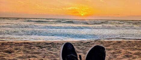Sun-loungers, beach towels