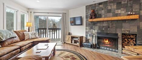 TV, fireplace, offices
