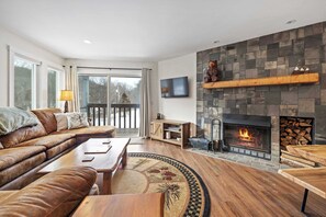 TV, fireplace, offices