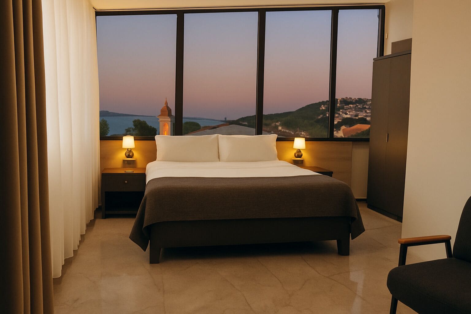 Ropa de cama de alta calidad y minibar 