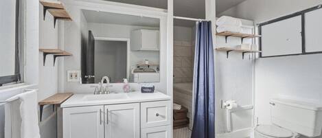 Hair dryer, towels