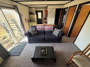 TV connectée, cheminée, livres