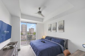 2 bedrooms, desk, iron/ironing board, travel crib