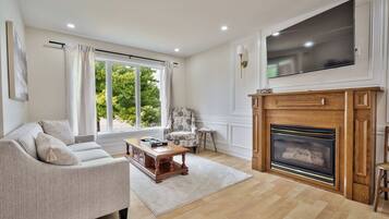 TV, fireplace