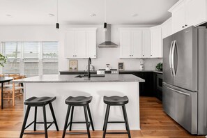 Fridge, microwave, dishwasher, coffee/tea maker
