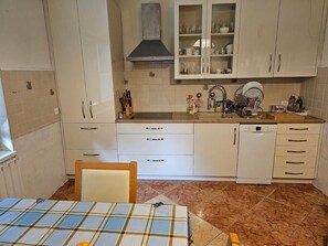 Fridge, oven, dishwasher, cookware/dishes/utensils - Bright house with garden, balcony, panoramic view and fully equipped kitchen. (Pilisvörösvár)