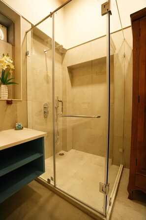 Shower, towels, soap, toilet paper - The Bodhi Jaipur I centrally Located I 5BHK ground floor appartment (Jaipur)