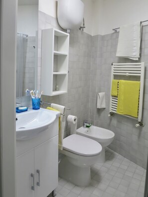 Dusj, hårføner, bidé og håndklær