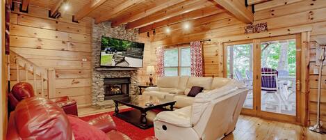 TV, fireplace, video games