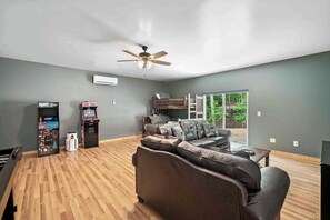 Cabin, Multiple Beds, Patio, Mountain View (Pines and Tines) | Living area | 42-inch flat-screen TV with digital channels, fireplace