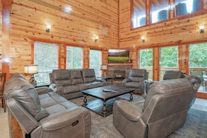TV, fireplace, video games