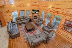 TV, fireplace, video games