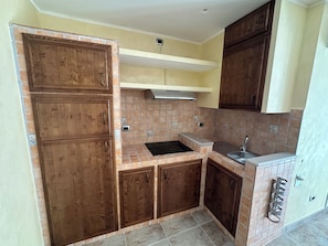 Fridge, microwave, high chair
