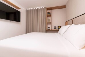 1 bedroom, desk, iron/ironing board, travel cot