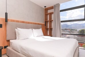 1 bedroom, desk, iron/ironing board, travel cot