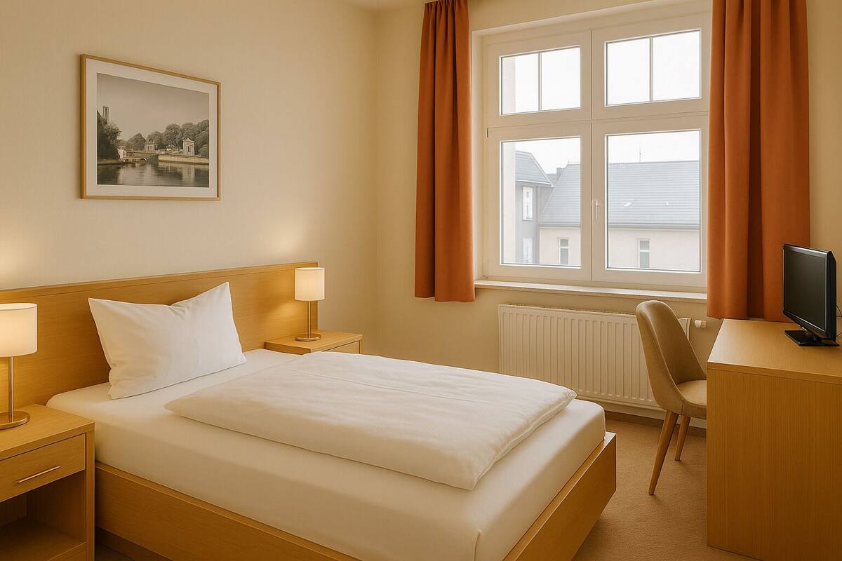 Desk, free WiFi, bed sheets