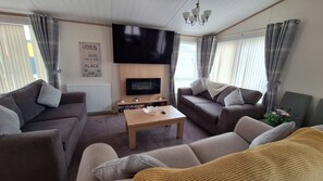 TV connectée, cheminée, jeux vidéo, livres