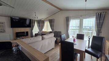 Smart TV, fireplace, video games, books