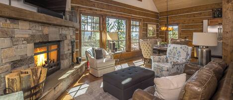 Smart TV, fireplace, stereo, printers