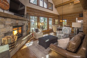 Smart TV, fireplace, stereo, printers