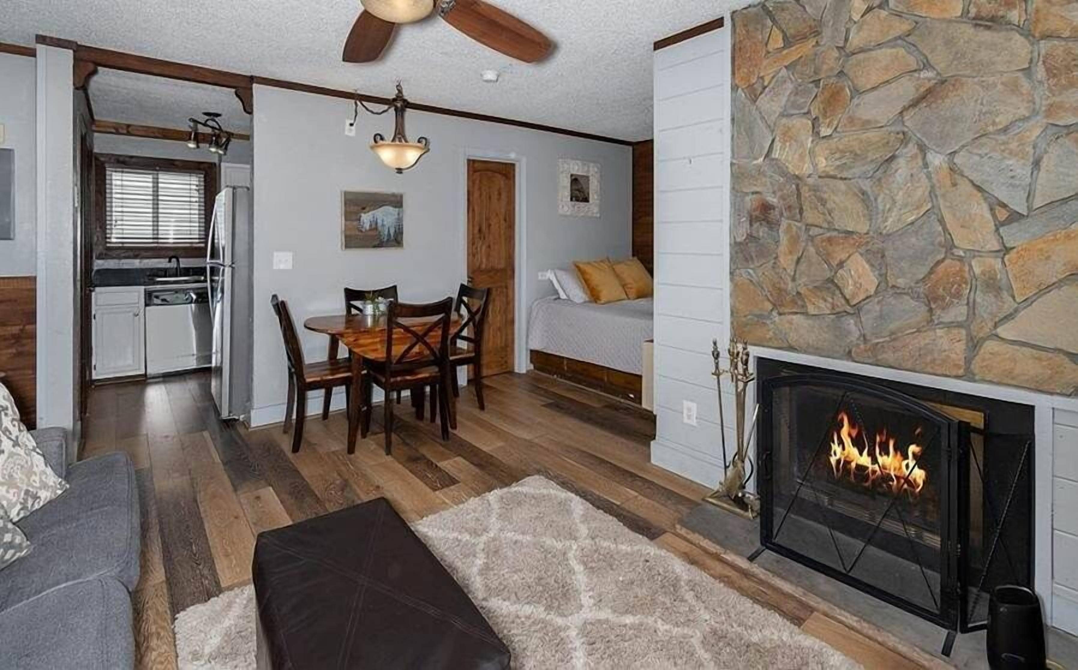 Smart TV, fireplace, video games