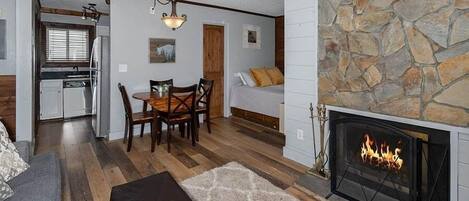 Smart TV, fireplace, video games