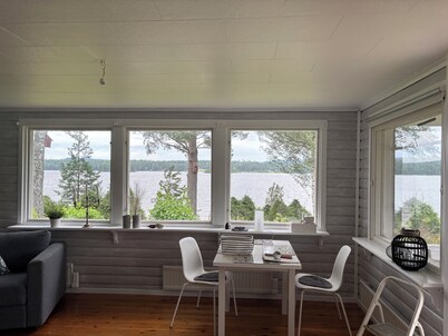 Swedish house directly on the lake with motorboat & own boat ramp