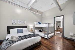 2 bedrooms, desk, iron/ironing board, travel crib