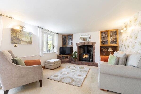 TV, fireplace